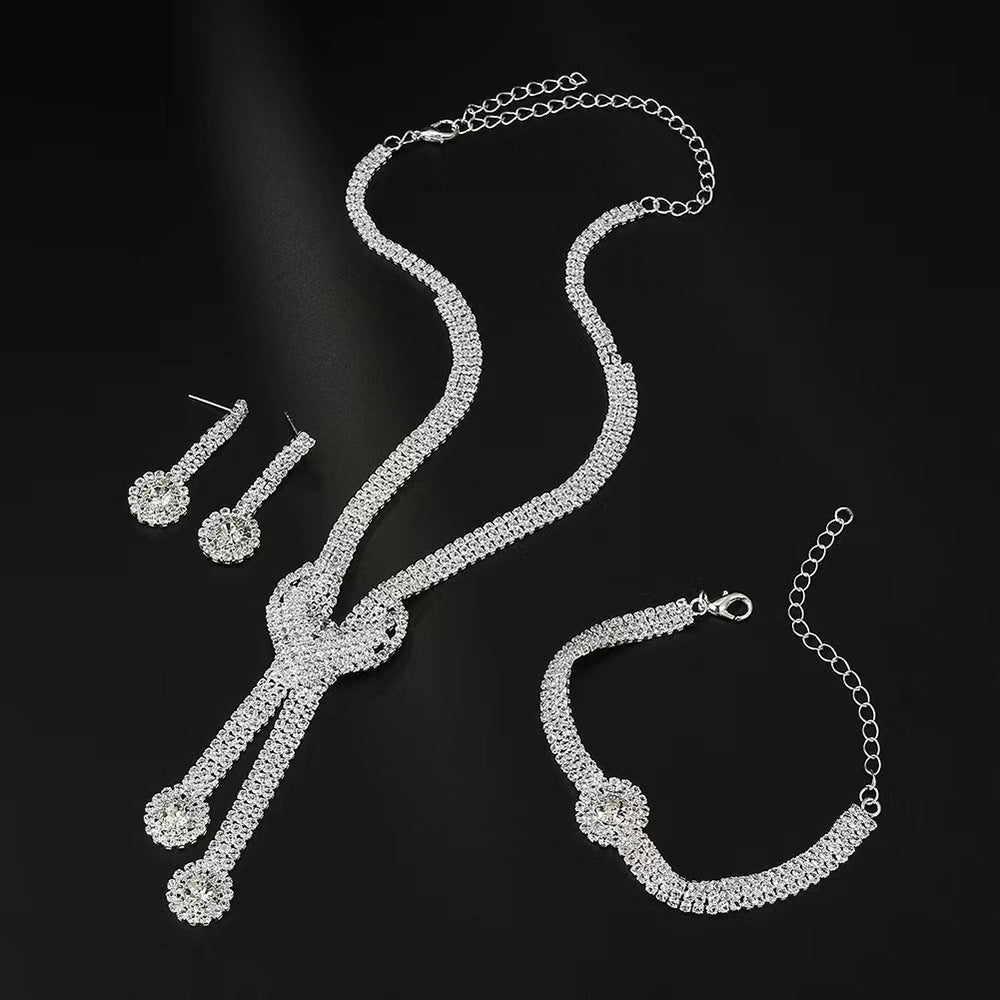 Temperament Super Shiny Diamond Three-piece Bridal Wedding Bracelets