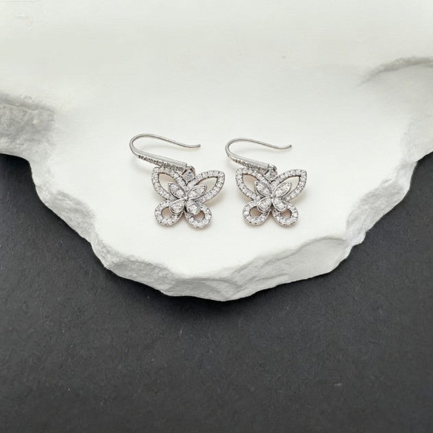 Women's Ge Phantom Butterfly Light Luxury Thick White Gold Plated Full Stud Earrings