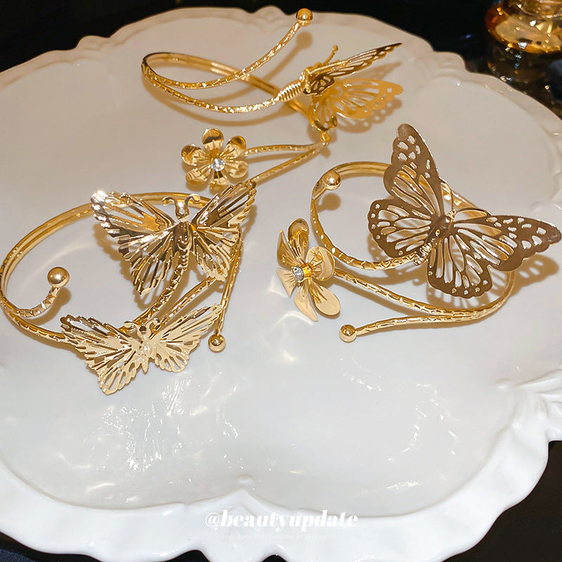 Flower Butterfly Metal Cold Style High-grade Temperament Exaggerated Bracelet