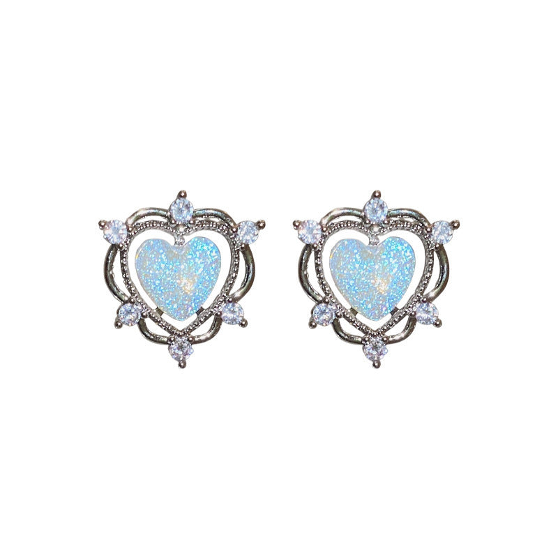 Women's Colorful Light Love Heart Trendy Sweet Style Earrings