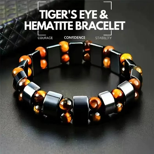 Natural Stone Crystal Tigereye Hematite Beaded Bracelets