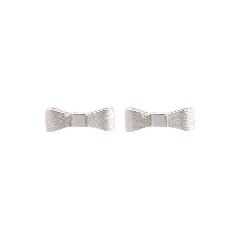 Women's Sier Bow For Simple And Compact Earrings