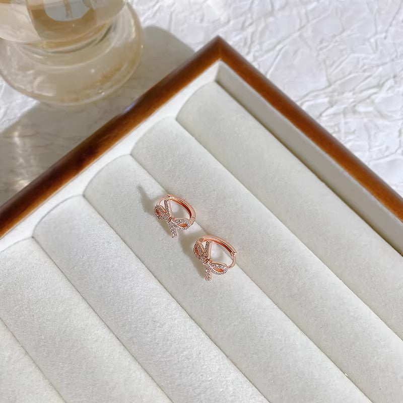Rose Gold Bow Ear Clip Small Delicate Female Niche Unique Rings