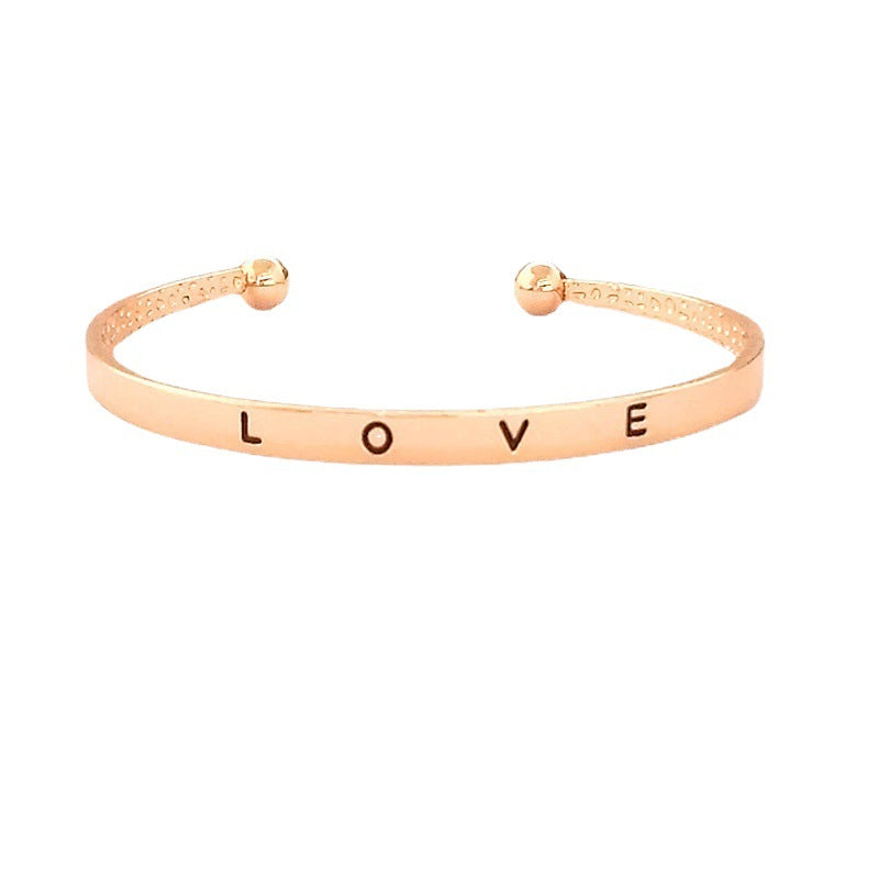 Korean Style Simple Opening Metal Lettering Bracelet
