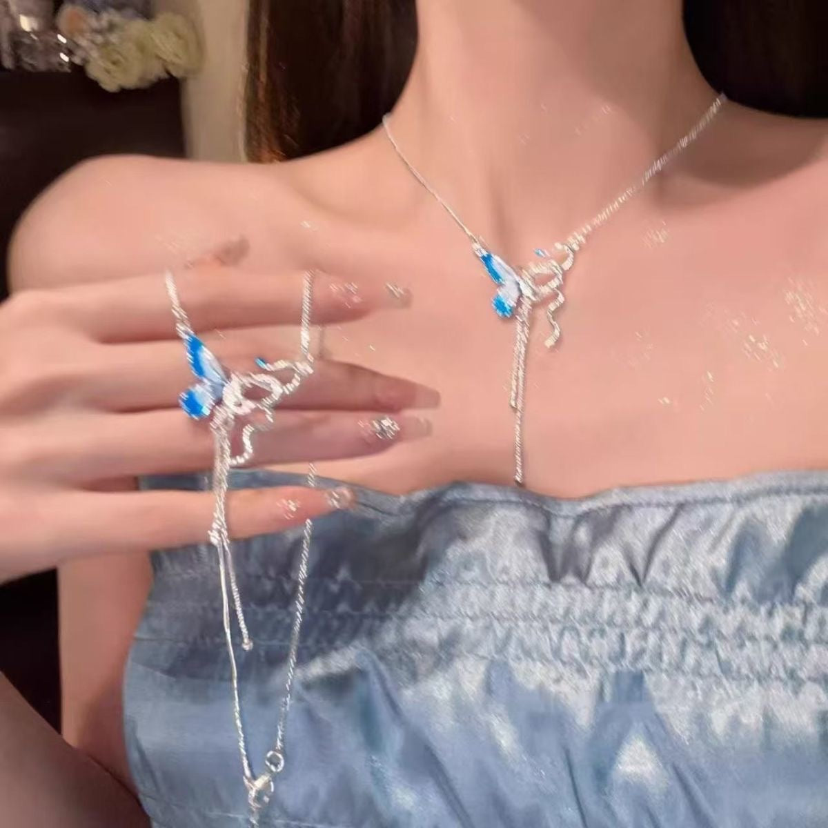 Cool Hot Butterfly Niche High-grade Snake-shaped Clavicle Chain Necklaces