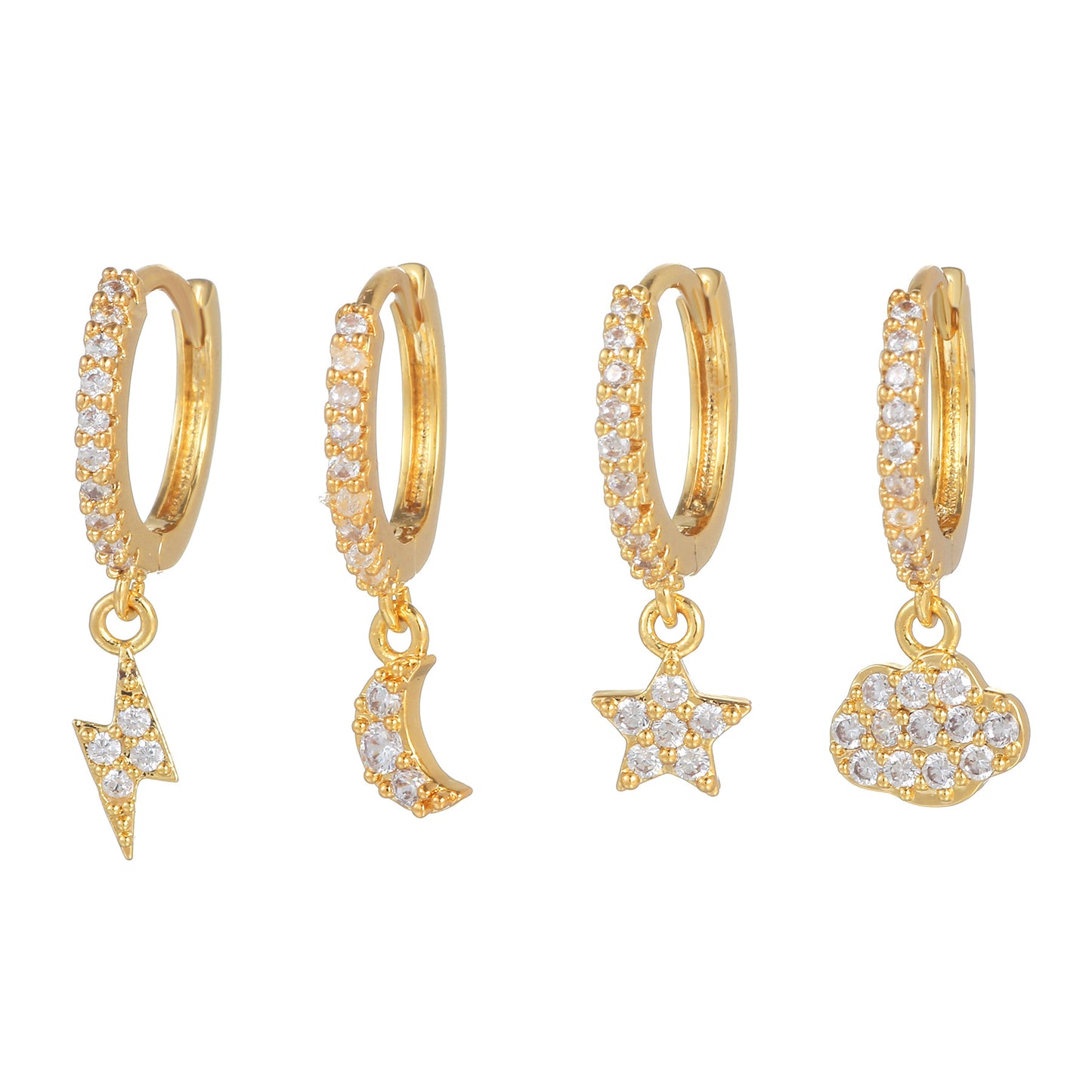 Star Moon Inlaid Zircon Clip Eardrop Fashion Trendy Ear Buckle