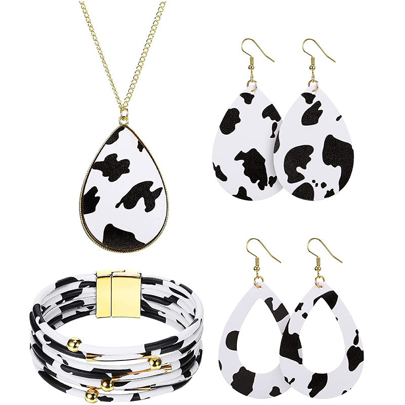 New Christmas Leather Leopard Santa Claus Jewelry Set