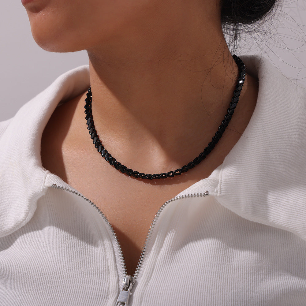 Xi Simple Stylish Personality Niche Oval Blade Stitching Jewelry Set