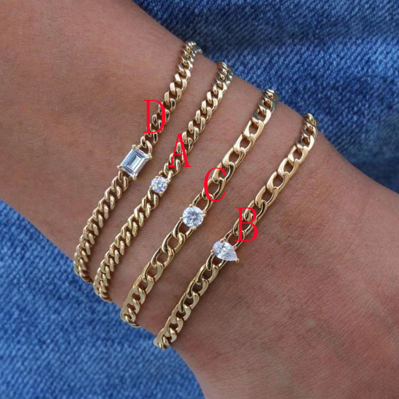 Comfortable Fashion Titanium Steel Plated Gold Bracelets