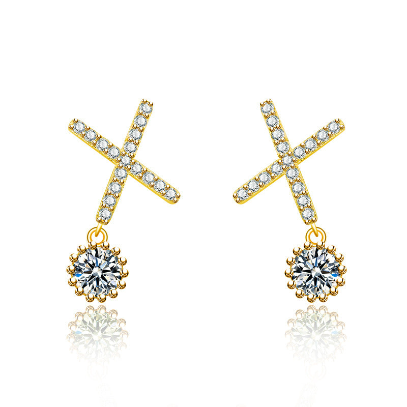 Women's Atmosphere Sense Pinch Light Luxury Rhinestone Earrings