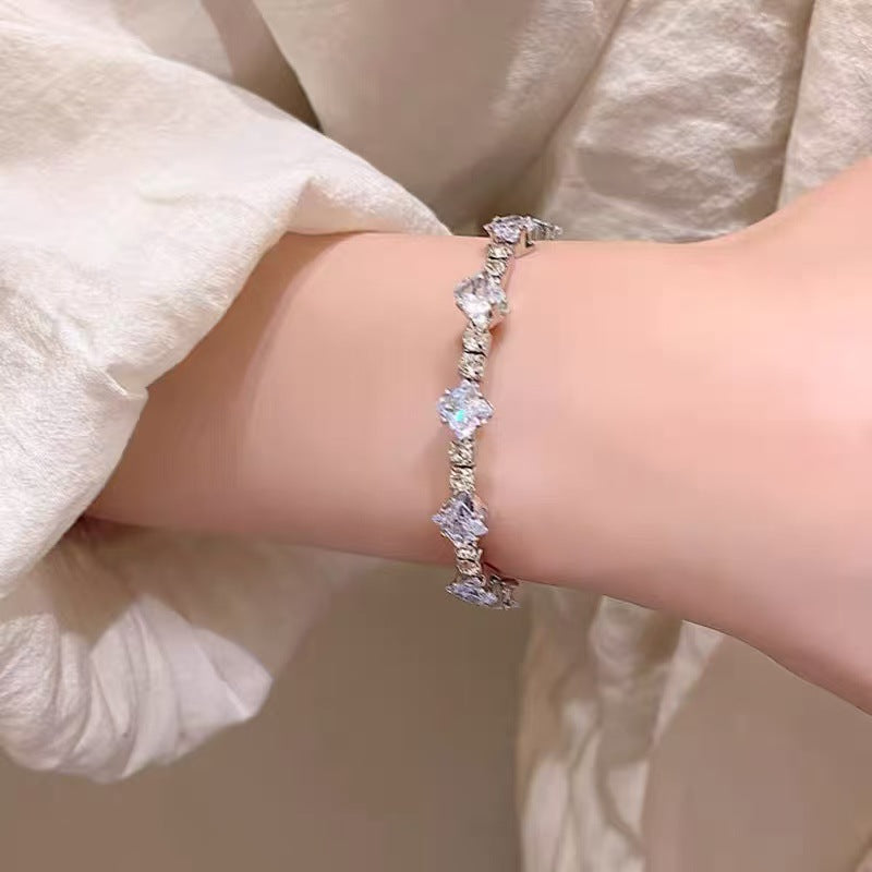 Women's Light Luxury High-grade Sterling Sier Flashing Zircon Bracelets