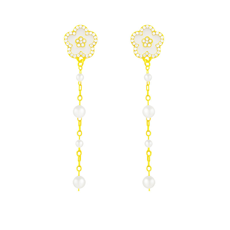 Long Pearl High Sense Simple Eardrops Earrings