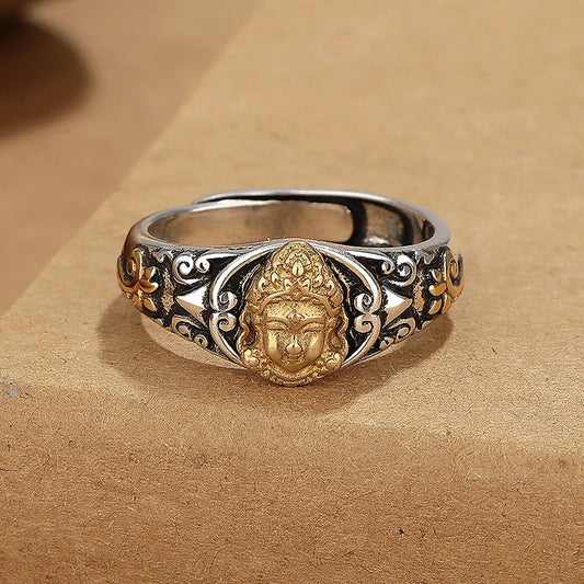 Mother Gilding Female Ethnic Antique Finish Open Adjustable Creative Index Ring