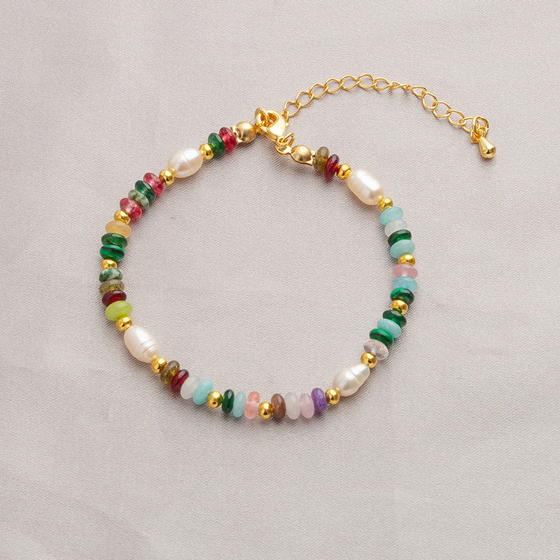 Women's Stone Colorful Pearl Glaze Dopamine Beaded Bracelets