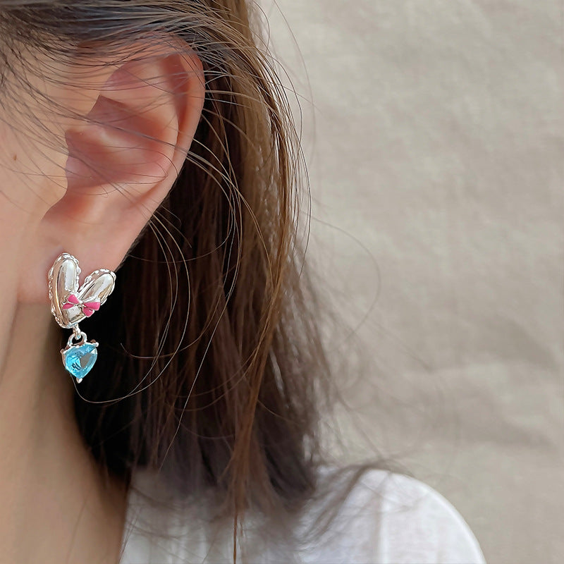 Boucles d'oreilles pendantes avec nœud pour femme, niche d'amour de haute qualité