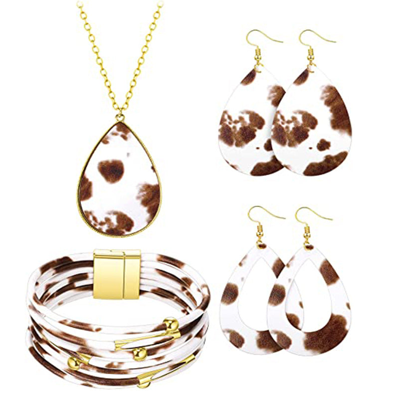 New Christmas Leather Leopard Santa Claus Jewelry Set