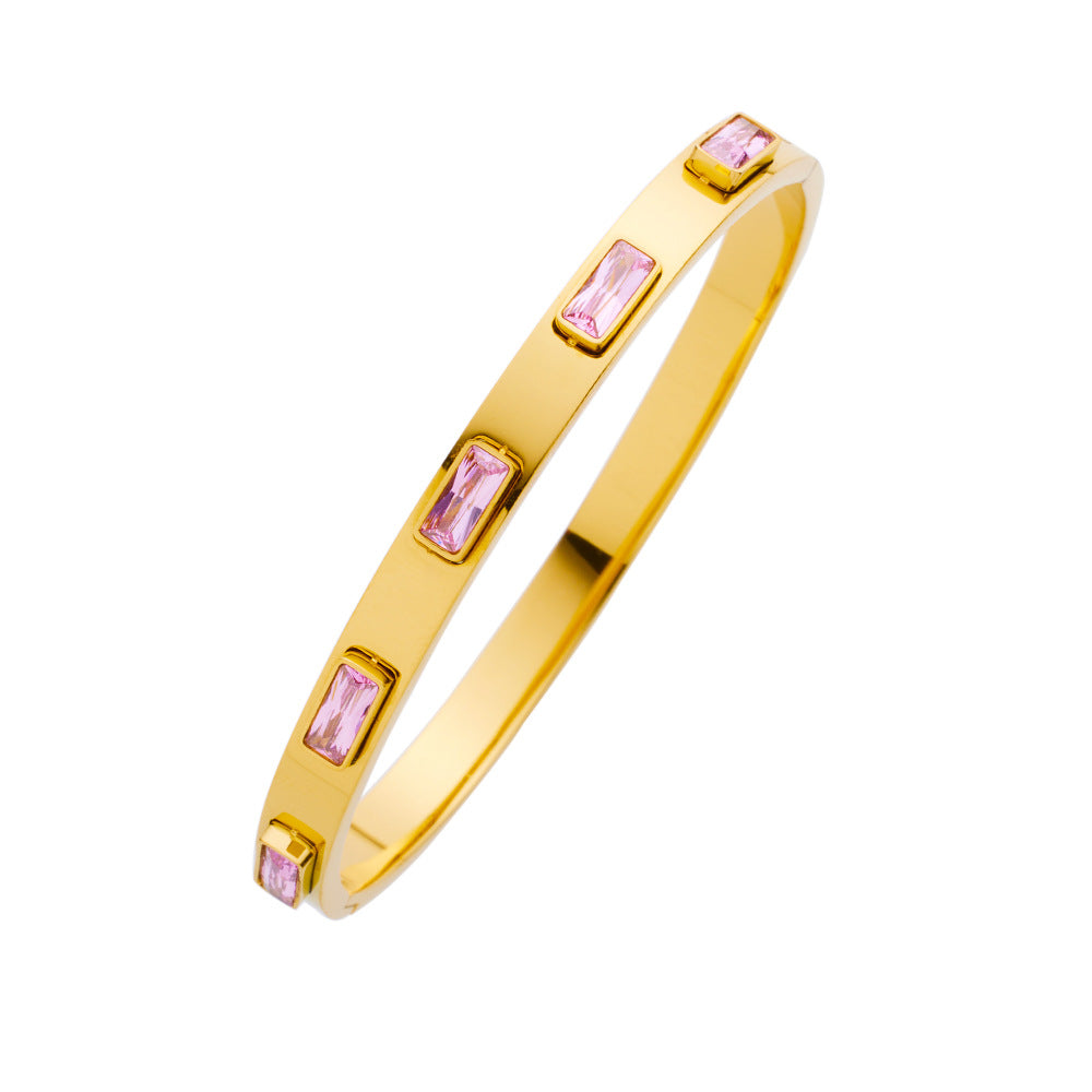 Light Luxury Zircon Gold Titanium Steel Retro Fashion Stainless Bracelets