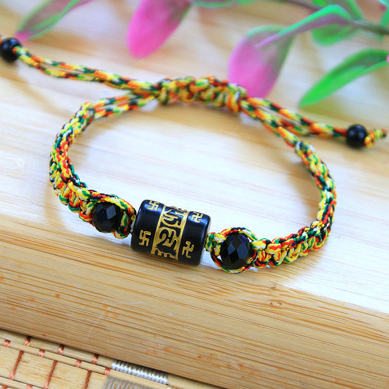 Words Mantra Barrel Beads Line Woven Bracelets