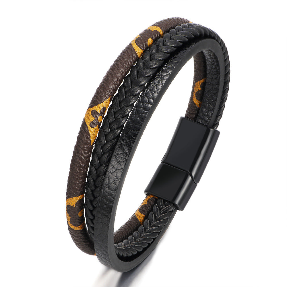 Retro Patterns Leather Unisex Hand-woven Magnetic Bracelets