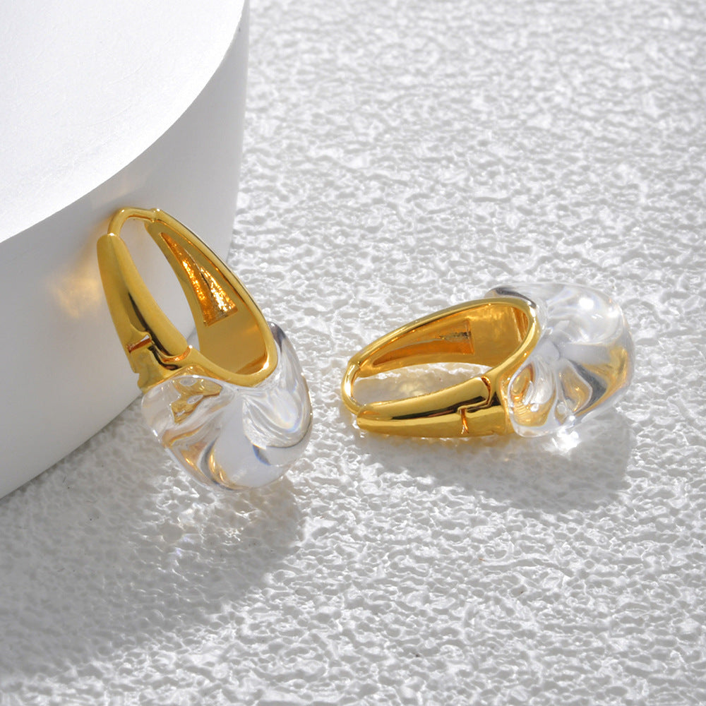 Style Simple Design Clip Cold Personalized Texture Irregular Transparent Resin Rings