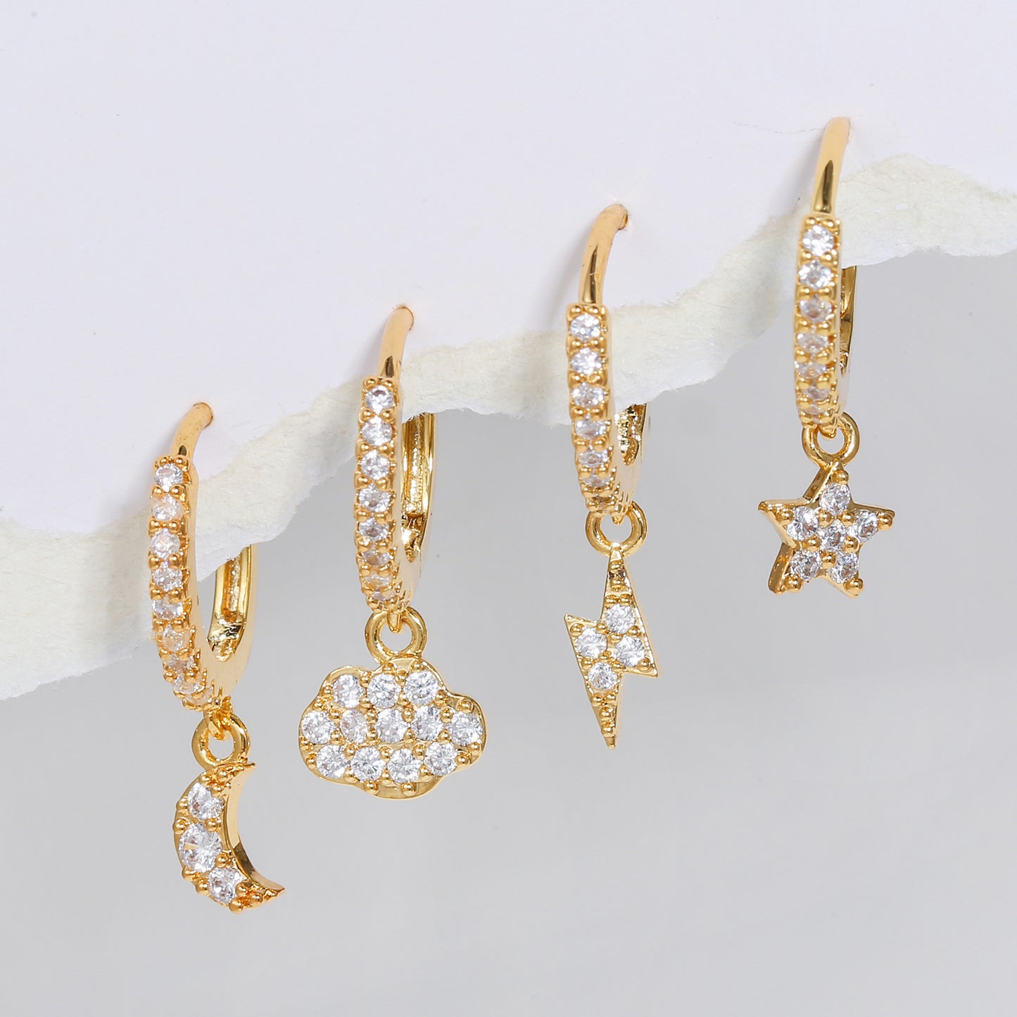 Star Moon Inlaid Zircon Clip Eardrop Fashion Trendy Ear Buckle