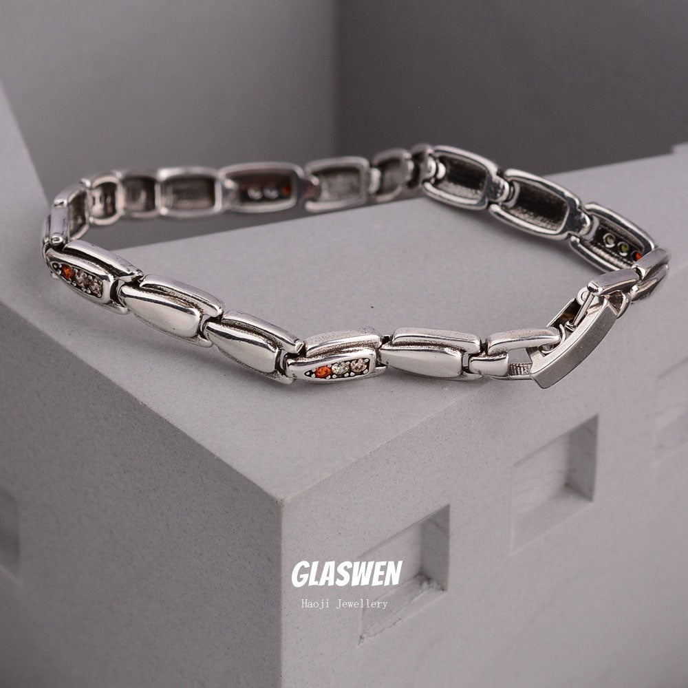 Style Personalized Chinese Color Zircon Oval Buckle Female Dopamine Bracelets