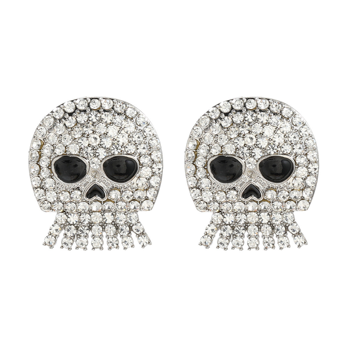 Halloween Skull Female Exaggerated Alloy Rhinestone Funny Earrings