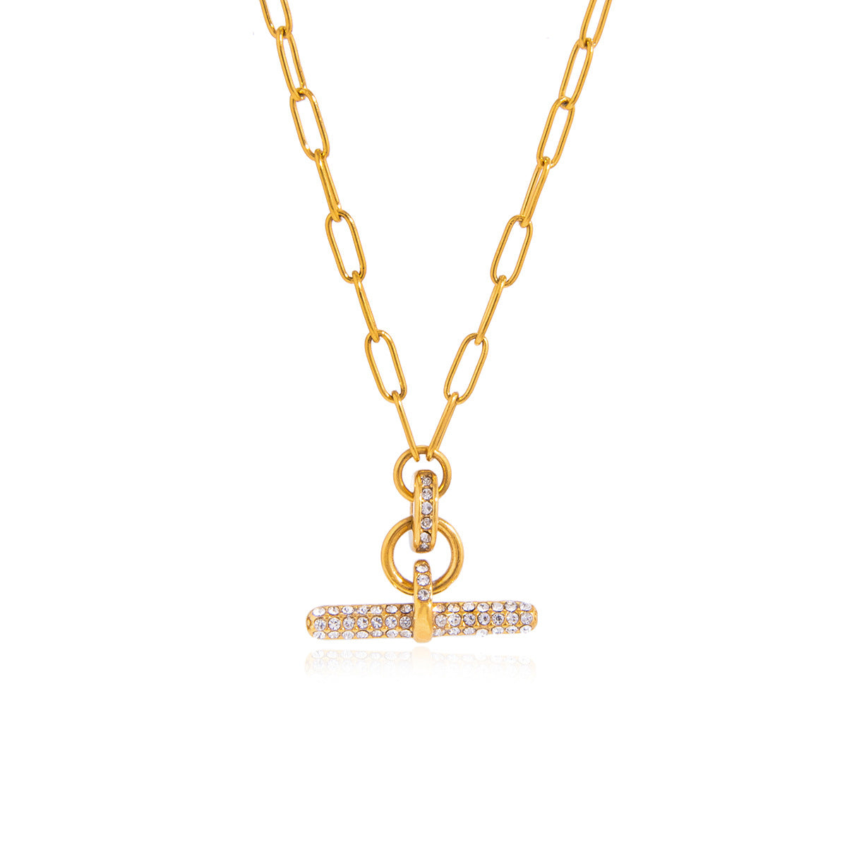 Women's Classic Wind White Rhinestone Stainless Steel Necklace
