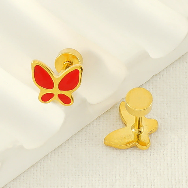 Women's Fashion Butterfly Ear Bone Cute Sweet Stainless Steel Rings