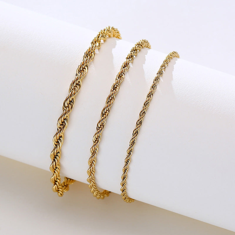 Women's Titanium Steel Twist Thick Neutral Gold-plated Bracelets