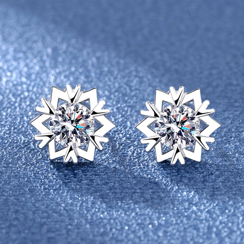 Women's Snowflake Ear Fashion Sier-plated Simple Zircon Earrings