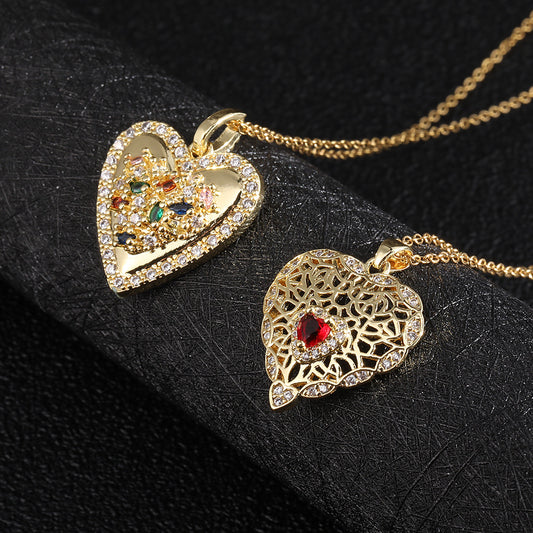 Gold Colored Loving Heart Pendant Female Necklaces