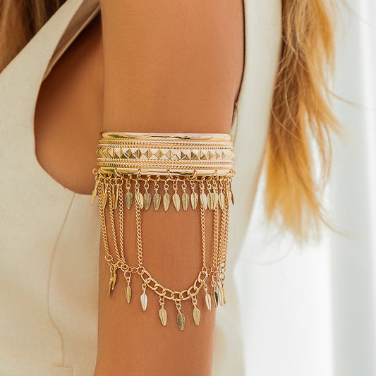 Western Cowboy Style Metal Tassel Arm Bracelets