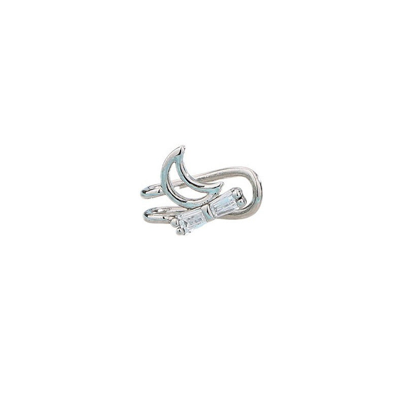 Hollow Asymmetric Star Moon No Pierced Small Fresh Artistic Inlaid Ear Clip