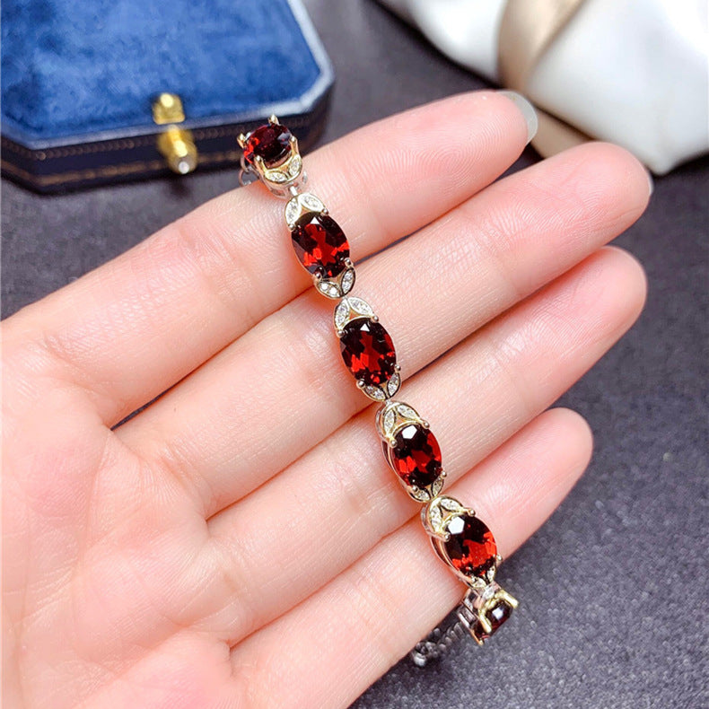 Ruby Temperament Colored Gems Female Gold Bracelets