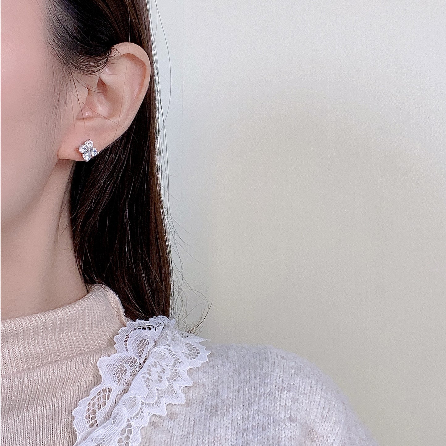 Stars Zircon Ear Fashionable Sier Pin Stud Earrings