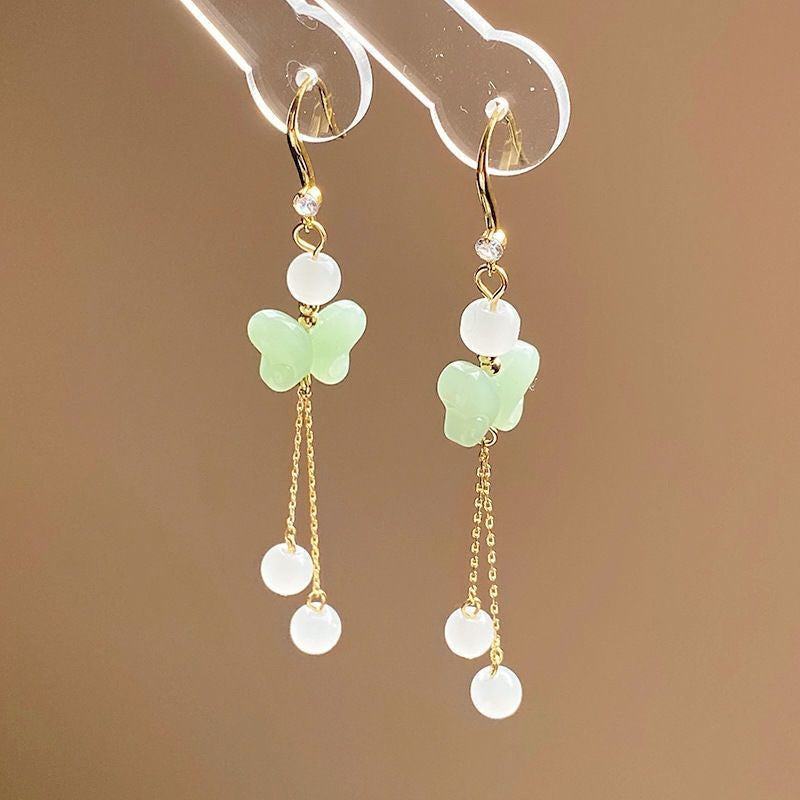 Women's Drop Pearl Tassel Ear Hook Fresh Chinese Style High-grade Rings
