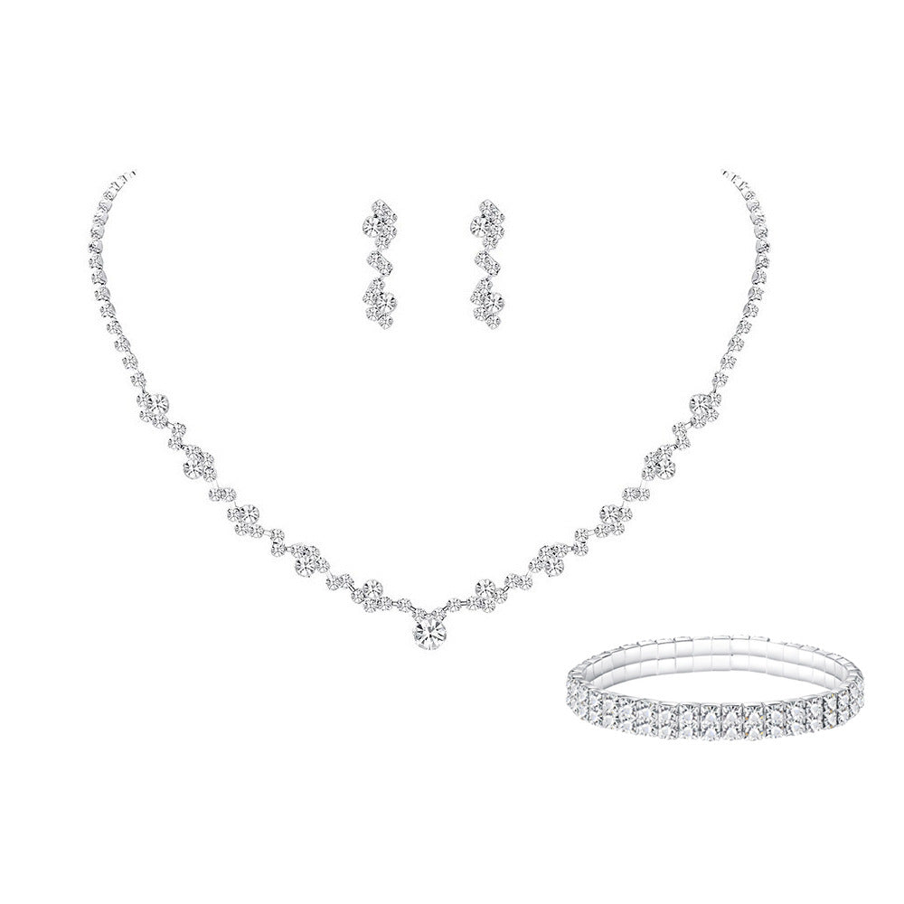 Bridesmaid Prom Costume Rhinestone Bridal Wedding Metal Jewelry Set