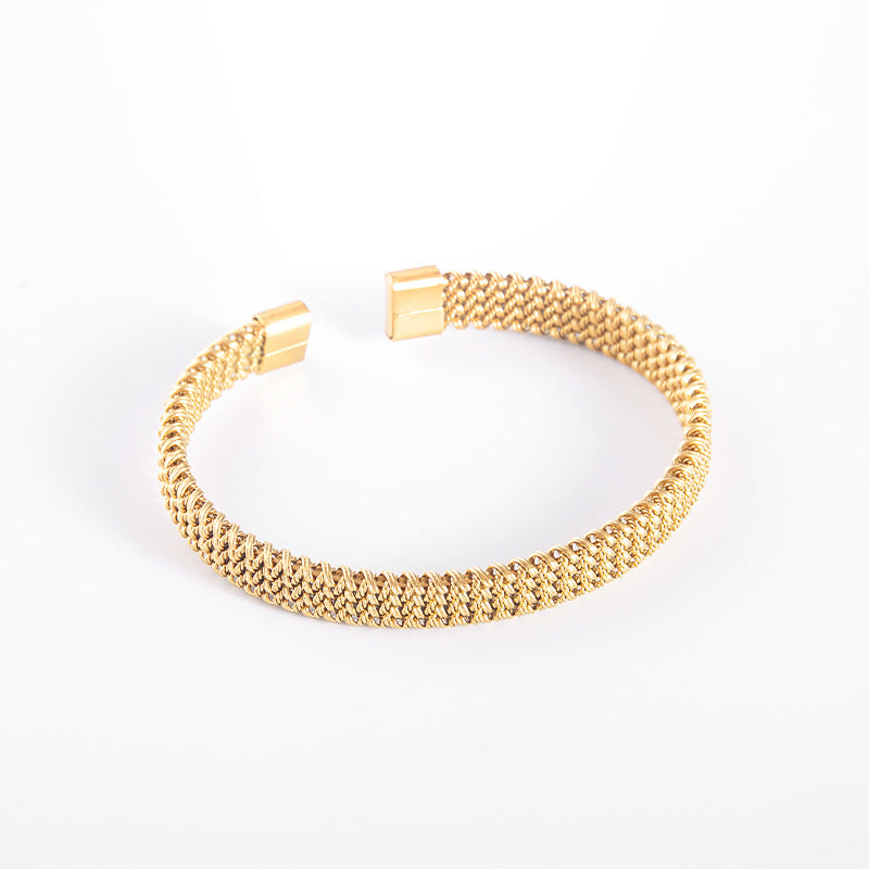 Women's & Men's Fashion Personality Retro Titanium Woven Open Round Bracelets