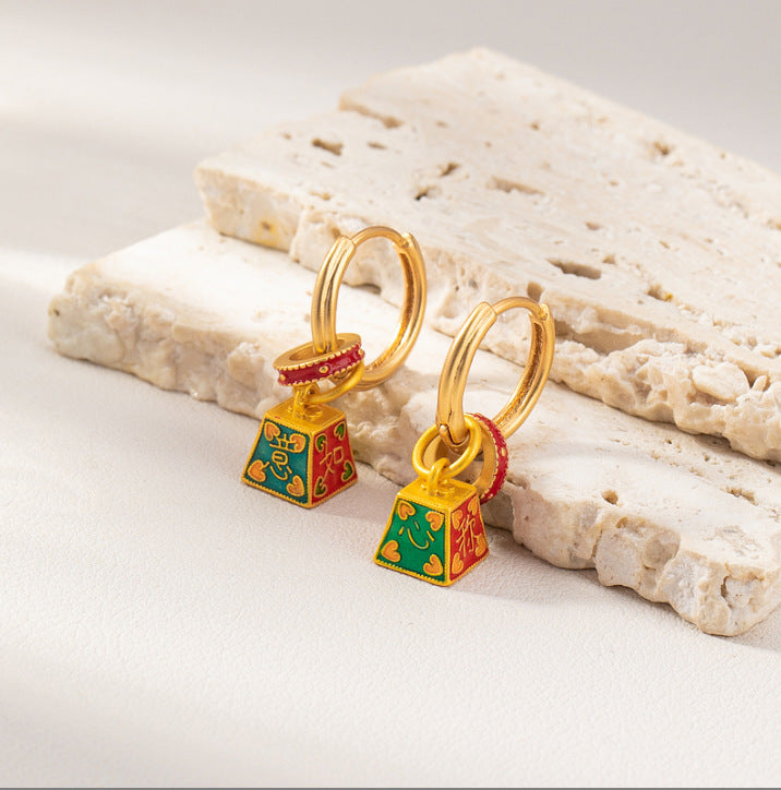 Style Enamel Drip Glazed Temperament Wild High Sense Ear Clip Earrings