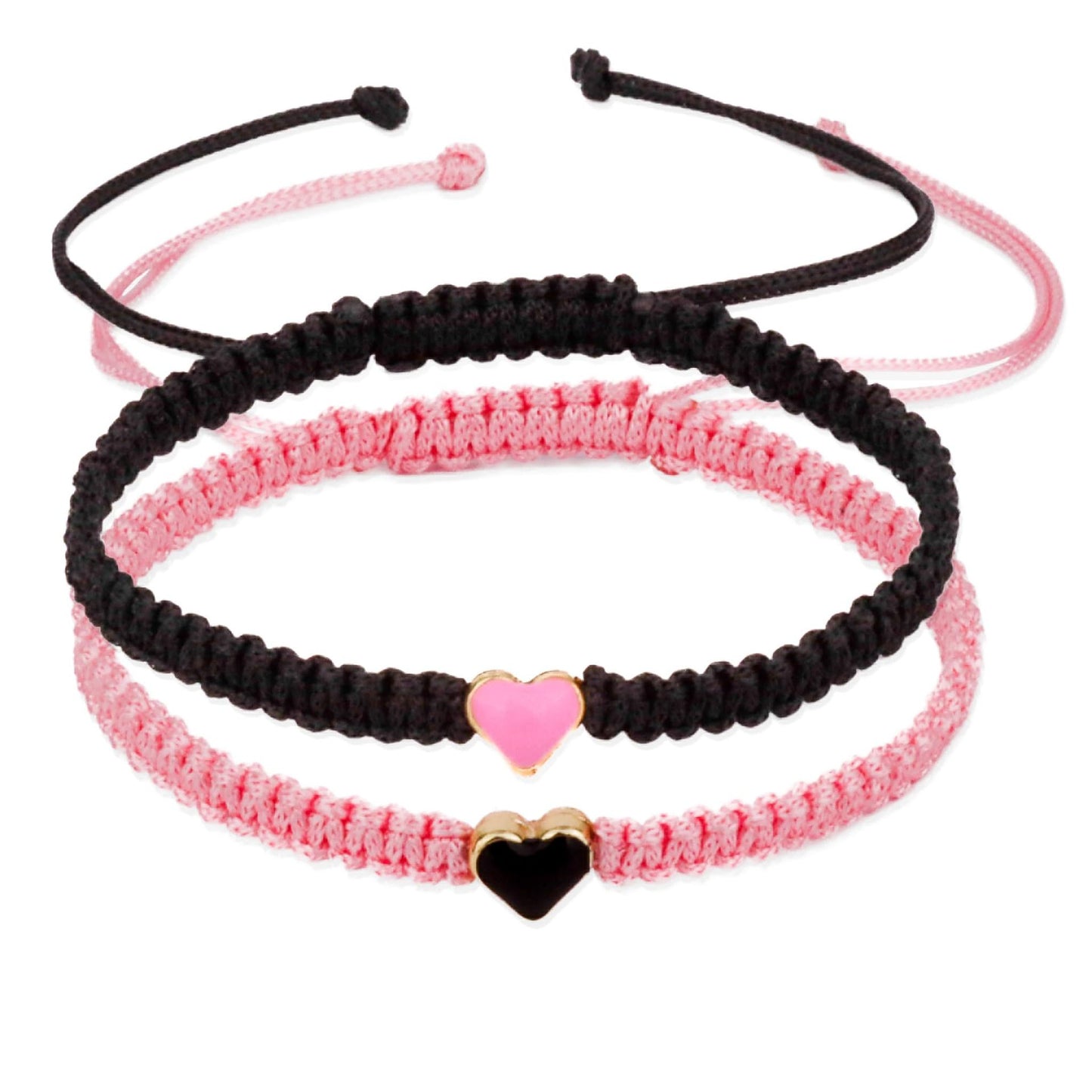 Friendship Adjustable Peach Heart Woven Colored Rope Bracelets