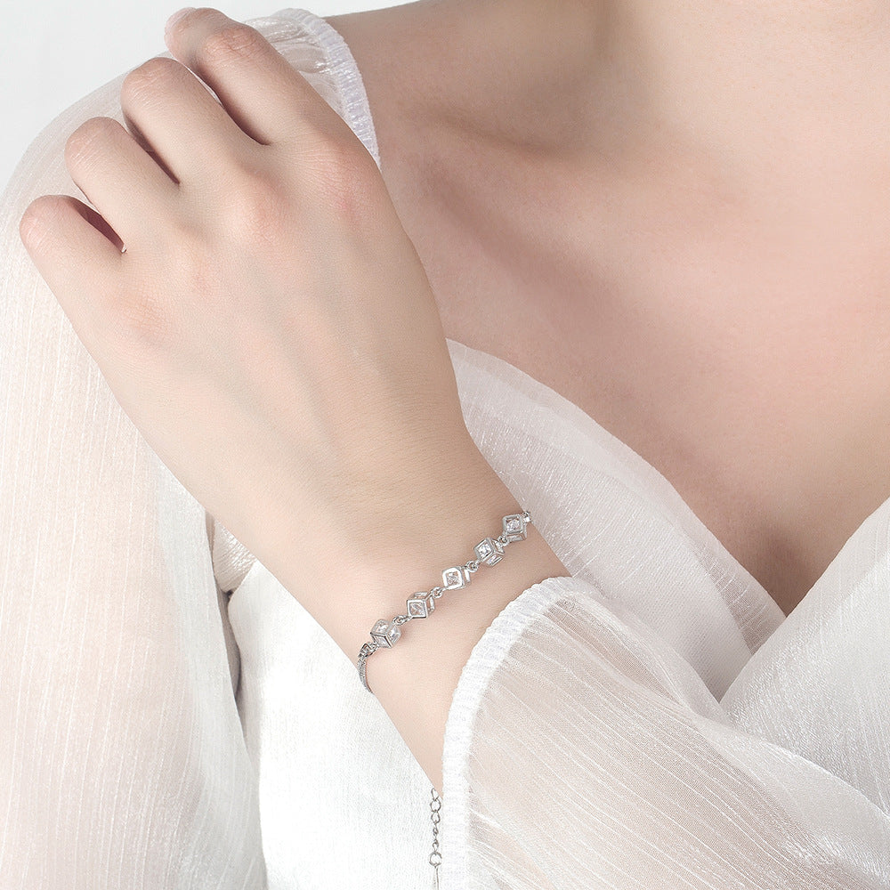 Damen-Armbänder mit Zirkon, quadratisch, geometrisch, für Liebeswürfel, Kristall