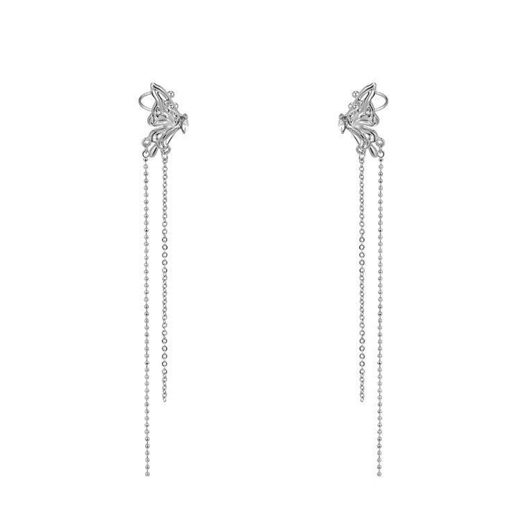 Fairy Elf Butterfly Female Earless Tassel Bone Earrings
