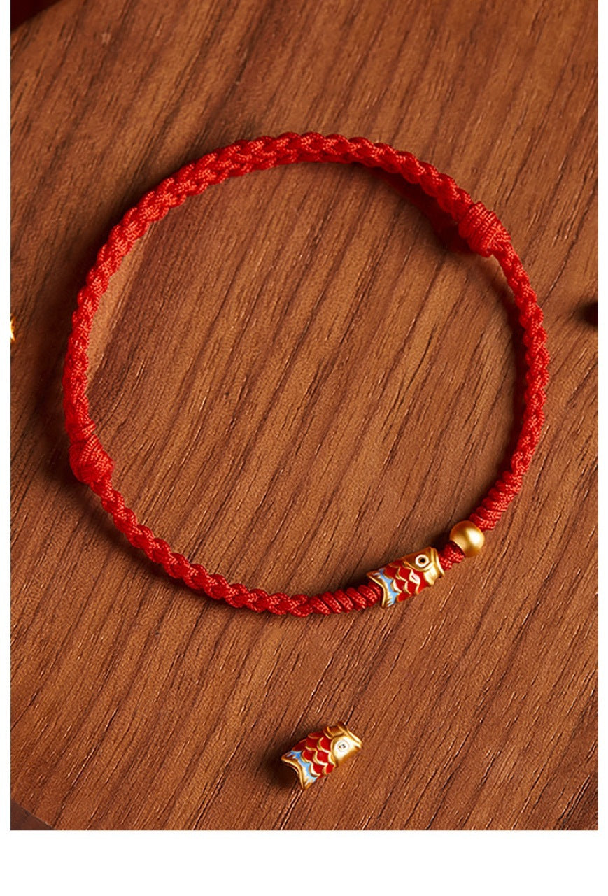 Women's & Men's & Koi Zodiac Anniversary Year Red Carrying Strap Bracelets