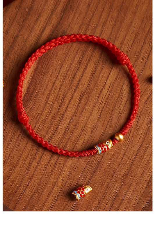 Women's & Men's & Koi Zodiac Anniversary Year Red Carrying Strap Bracelets