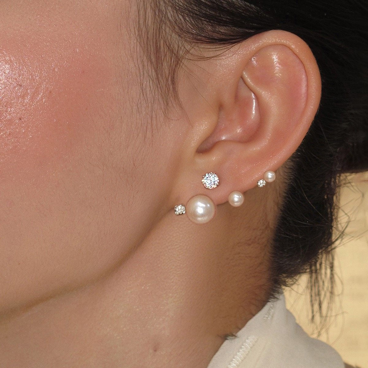 Asymmetric Zircon Pearl For Light Super Unique Earrings
