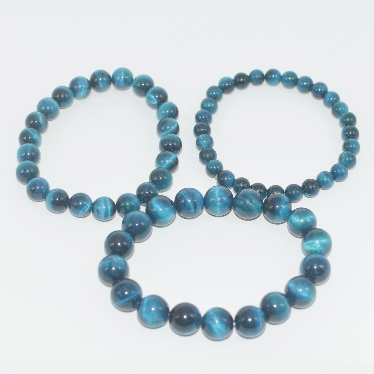 Women's & Men's Blue Tigereye Single Circle Crystal Buddha Beads Bracelet