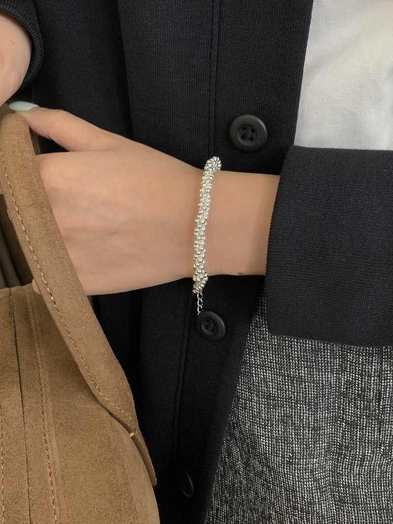 Bracelets enroulés de perles en argent pour femmes, niche de haute qualité