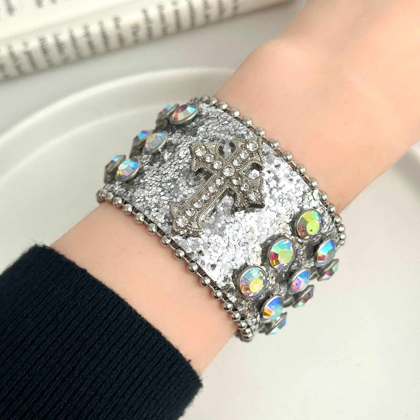 Trendy Cross Rhinestone Female Skull Hip Hop Bracelet