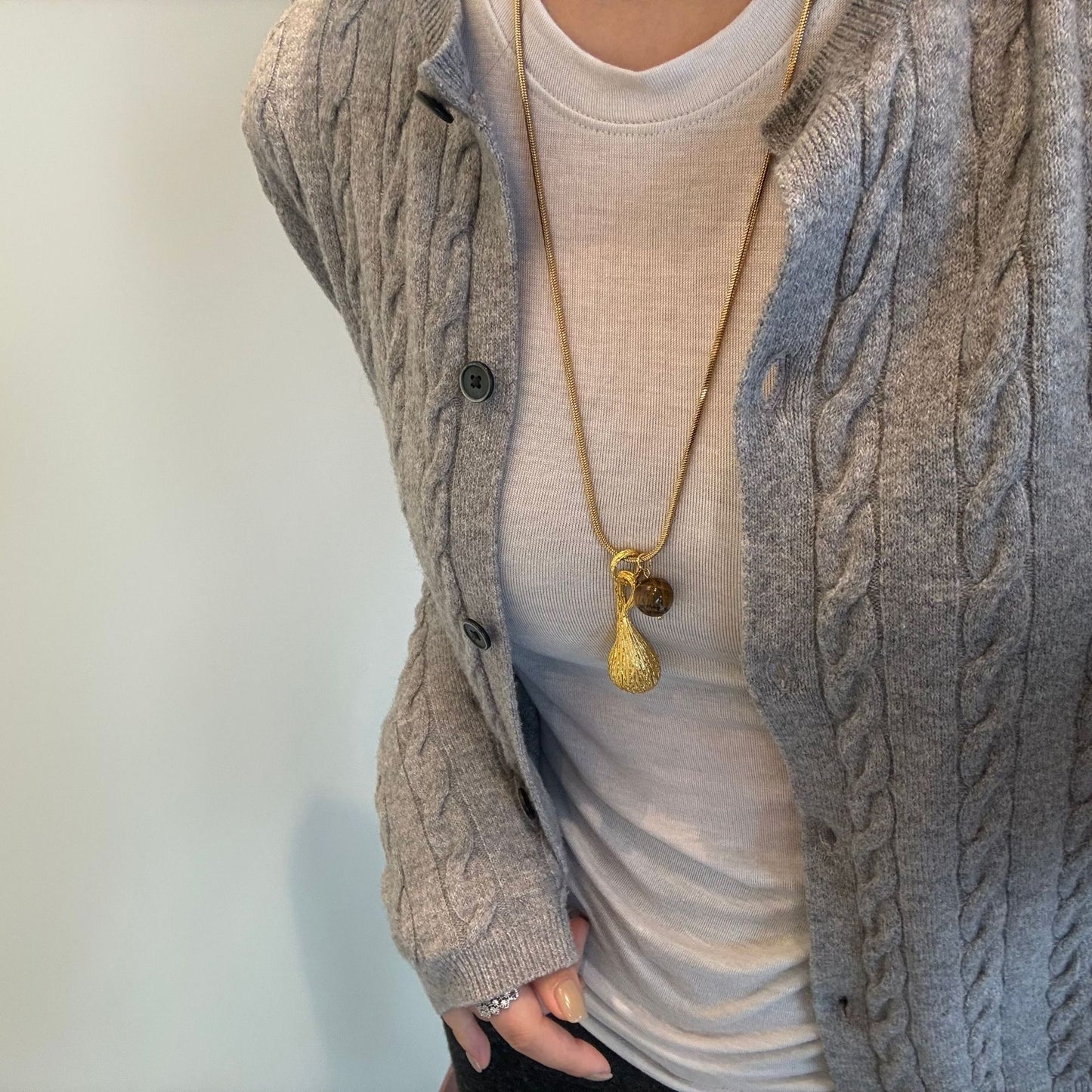 Women's Atmosphere Texture Large Water Drop Long Necklace